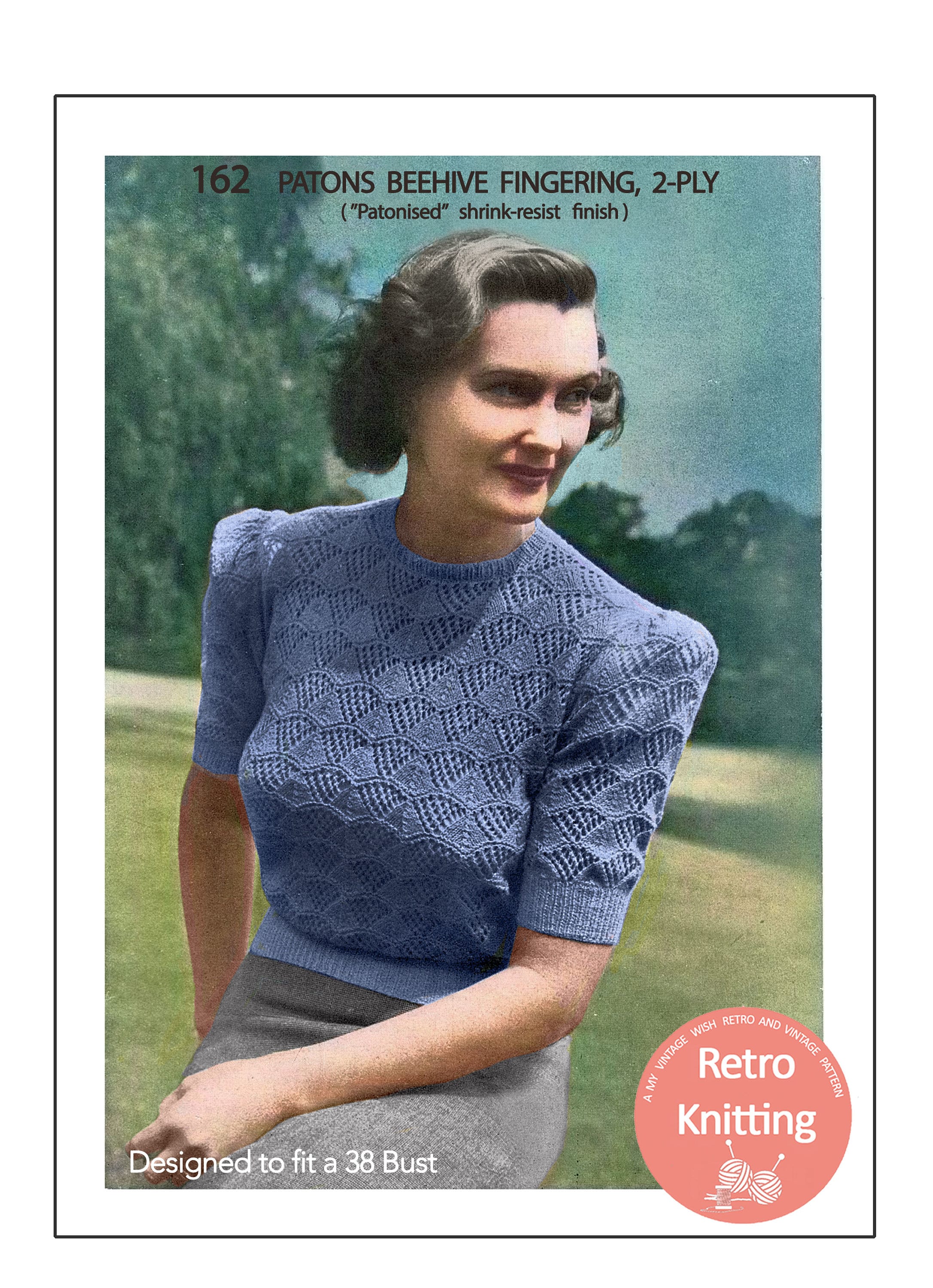 1940s Pretty Lace stitch Jumper PDF Knitting Pattern Bust 32-34 Craft ...