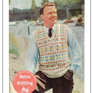 1950&#39;s Men&#39;s Fair Isle Pullover PDF Knitting Pattern