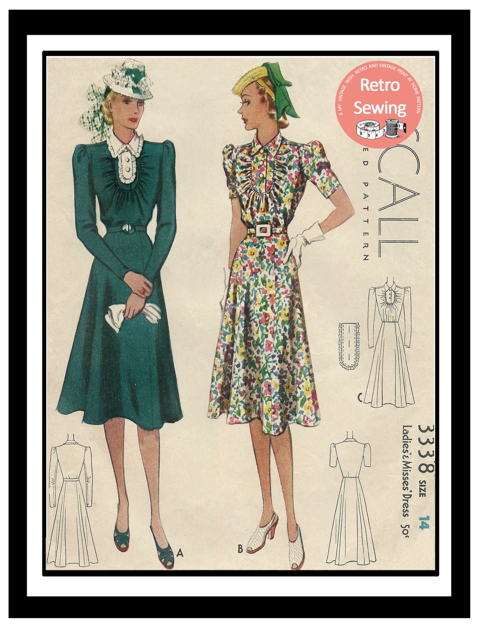 1930s Afternoon Tea Dress Sewing Pattern Bust 32 - Etsy UK
