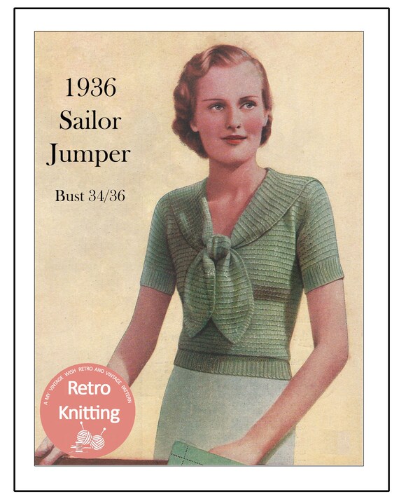 1930s Sailor Style Sweater With Collar 