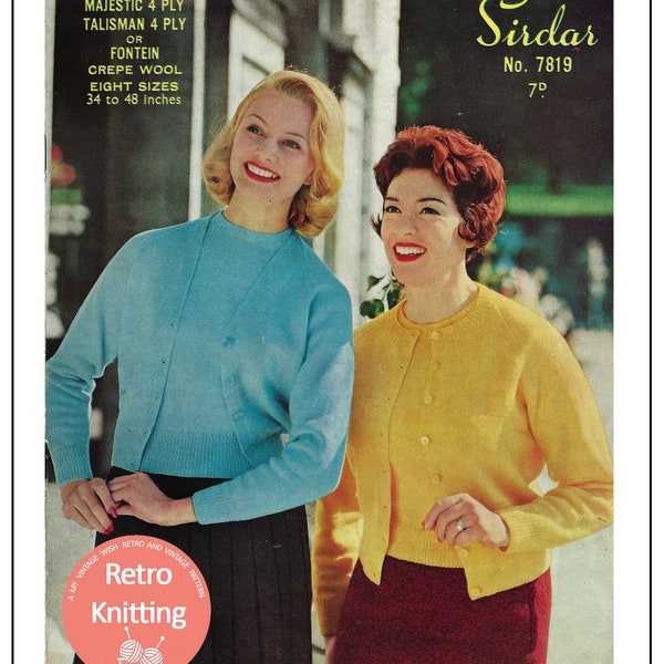 1950's Plus Size Twin Set PDF Knitting Pattern