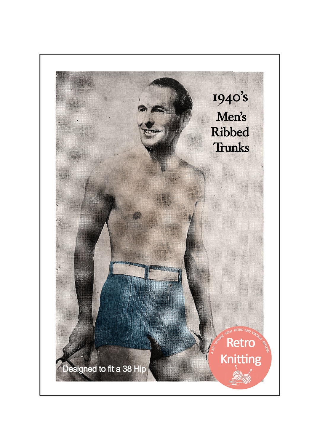 1940s Mens Swimsuit 1940s Man's Swimming Trunks PDF Knitting
