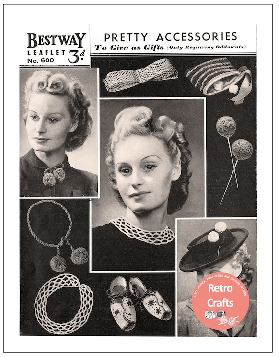 1940's WW2 Pretty Accessories and Slippers - PDF Instant Download