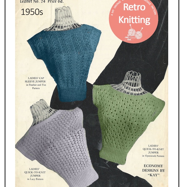 1950er Jahre Rockabilly Style Pullover PDF Strickanleitung