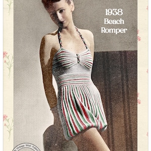 1930s Vintage Knitting Pattern – Elizabethan Doublet-Inspired Romper – Beach Suit PDF Download