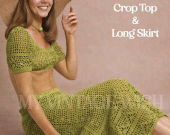 1970s Sun Top and Skirt Crochet Pattern – Vintage Boho Crochet PDF
