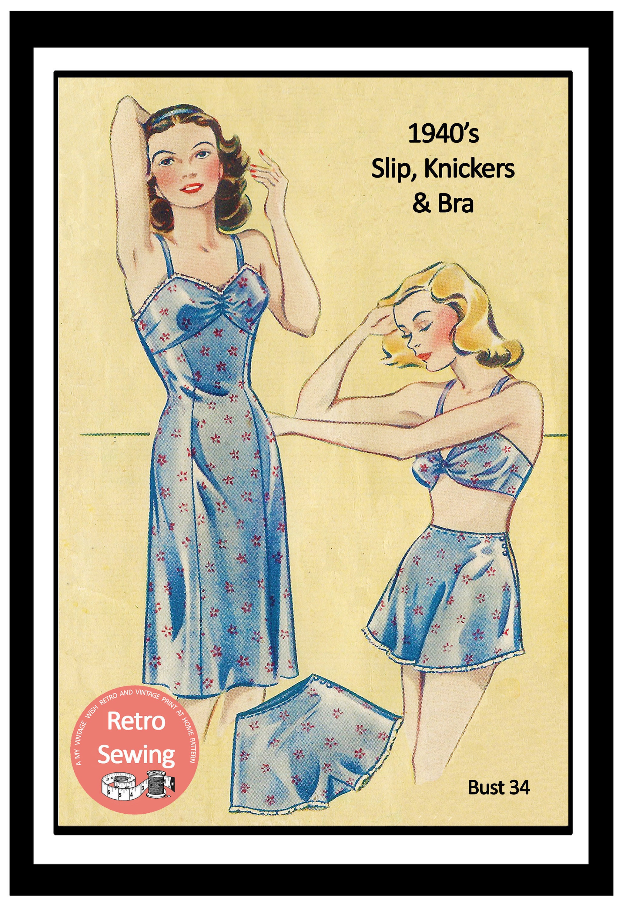 1940's Bra, Knickers and Cami-knickers PDF Lingerie Knitting Pattern