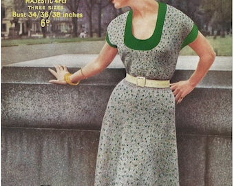 Modèle de tricot PDF de robe à encolure dégagée des années 1950 en trois tailles