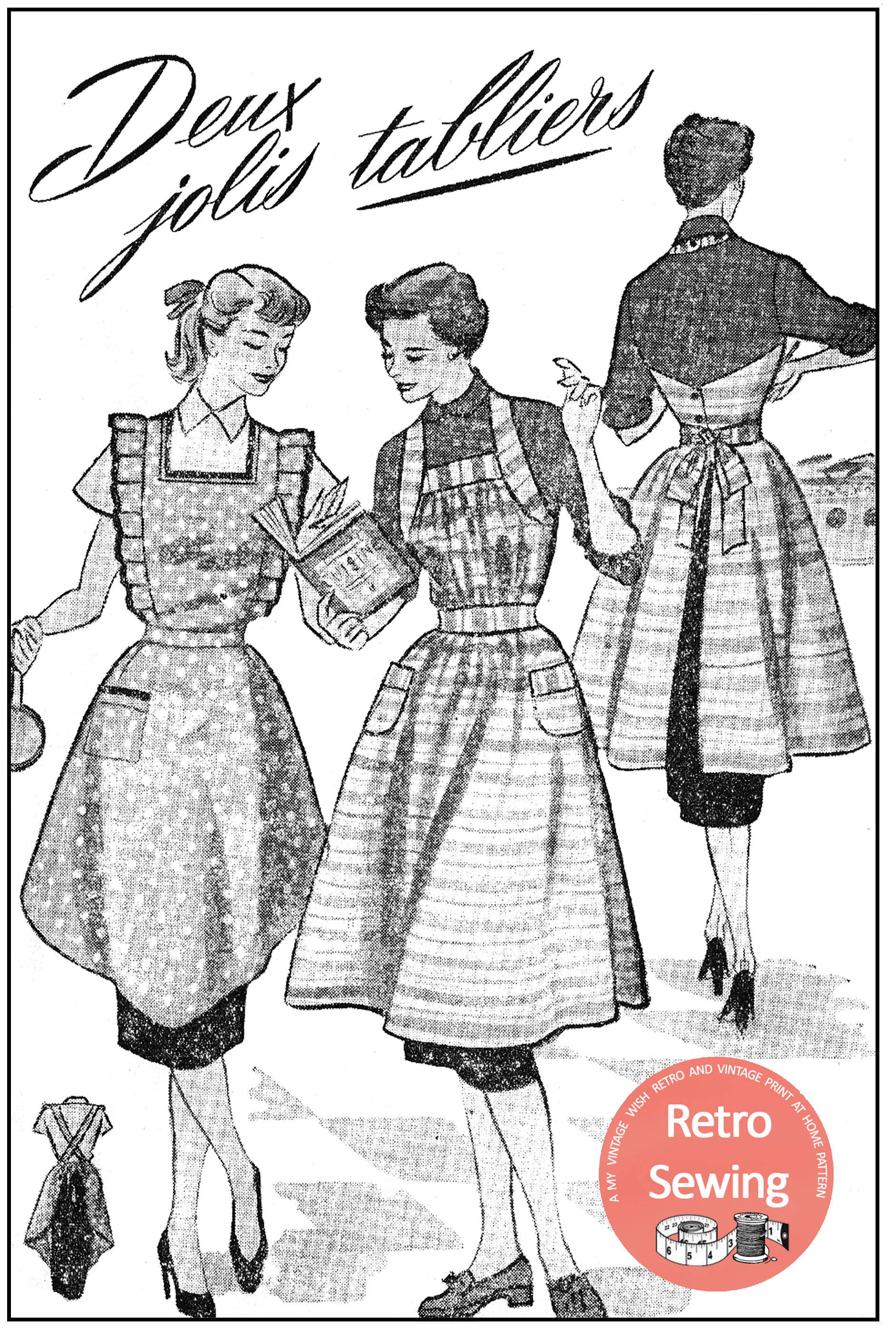 1950 年代のエプロン ヴィンテージ フランス製裁縫パターン