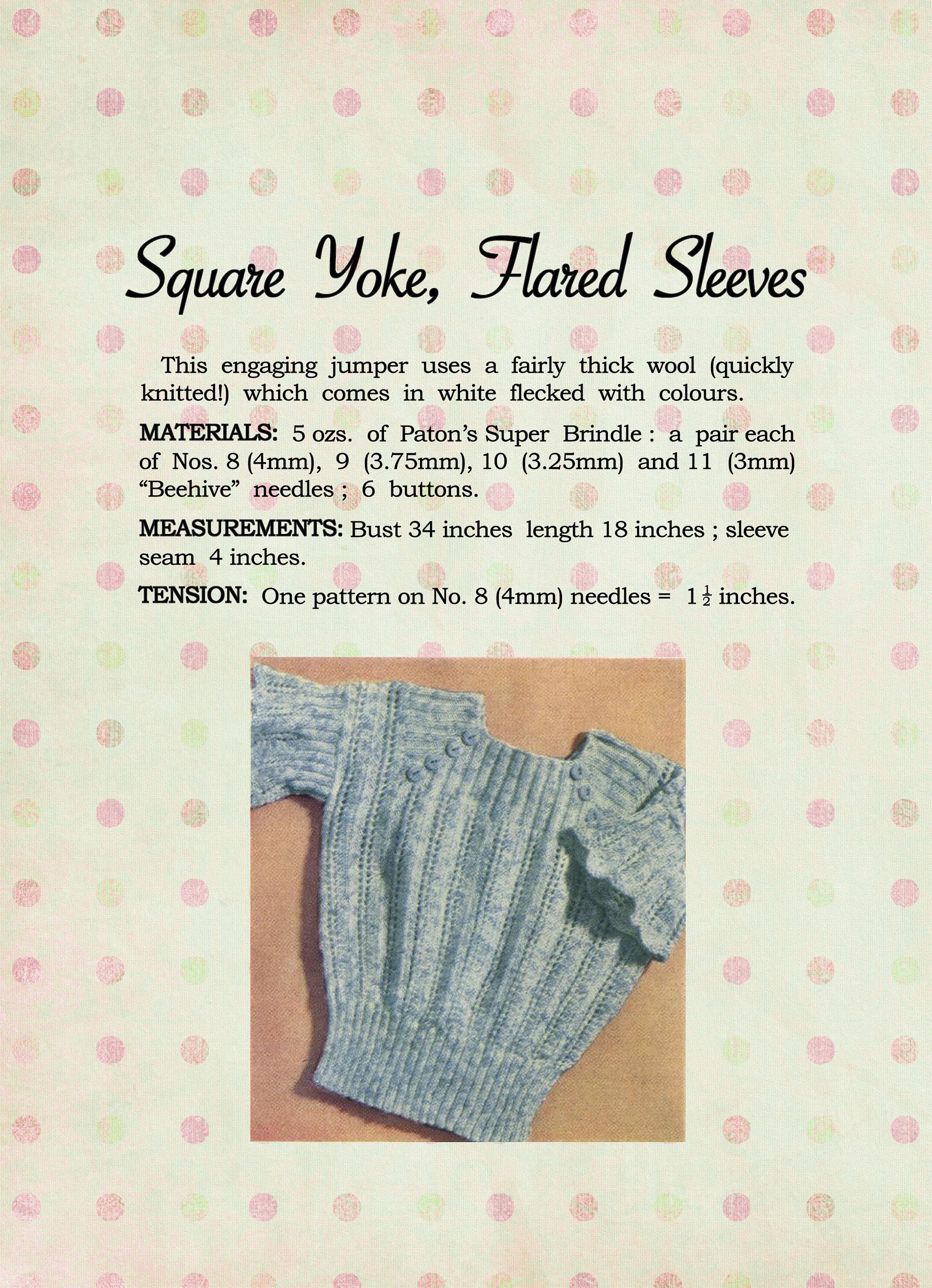 1930s Vintage Knitting Pattern PDF – Flared Sleeve Jumper – Bust 34 ...