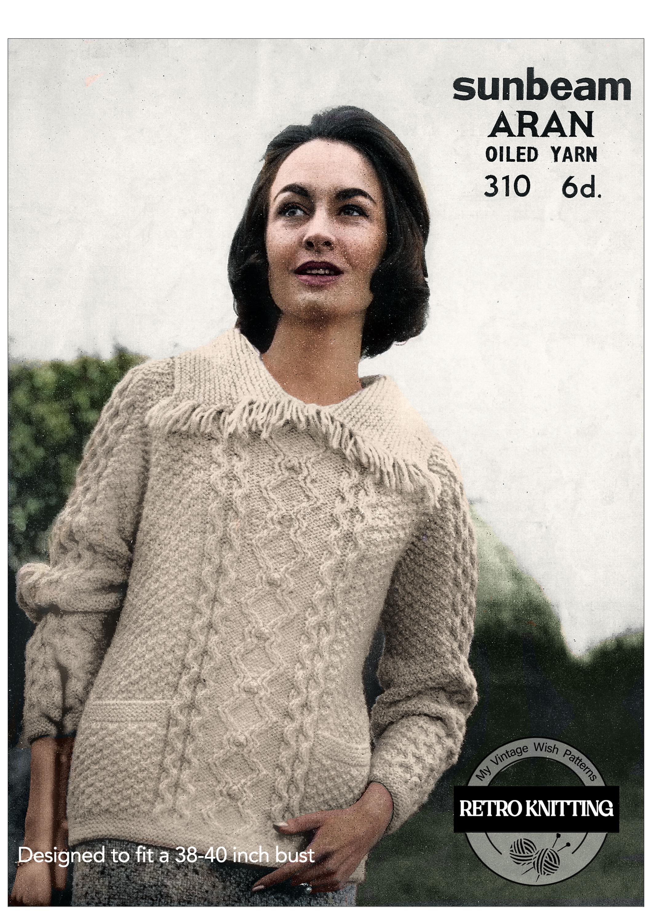 Ladies Aran Fringed Sweater PDF Knitting Pattern Bust 38-40
