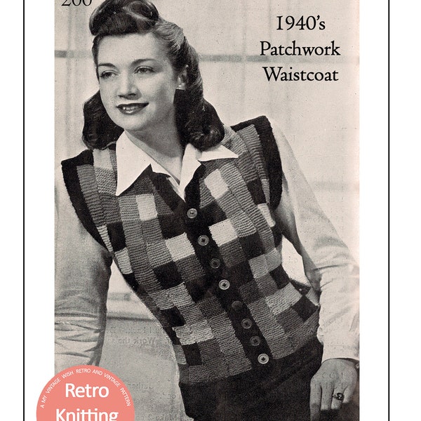 1940 Patchwork Weste PDF Strickanleitung