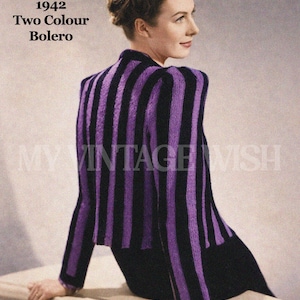 1940s Wartime Bouclé Bolero Knitting Pattern PDF | Vintage Women’s Jacket Pattern
