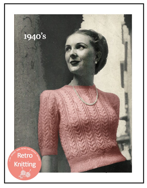 1940's Cable Jumper and Plain Bolero Twin Set PDF Knitting Pattern