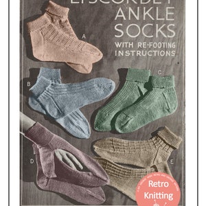 1940s Women's Ankle Socks PDF Knitting Patten