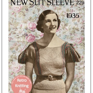 1930's Cowl Sleeve Blouse Vintage Knitting Pattern, PDF Instant Download