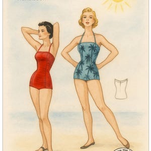 1950s Bombshell Swimsuit French Sewing Pattern T.44