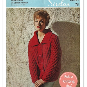 1950s Ladies Chunky Cardigan PDF Knitting Pattern Bust 36-42