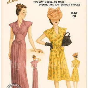 1940&#39;s Stylish Cocktail or Evening Dress PDF Sewing Pattern