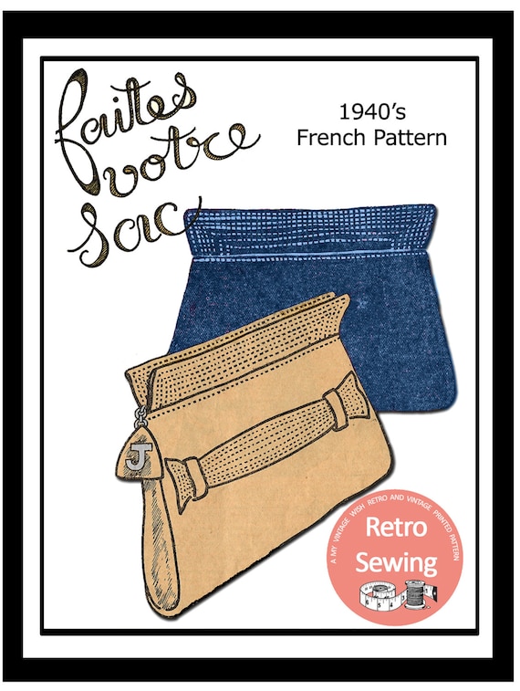 1940s Clutch Handbag Vintage French Sewing Pattern