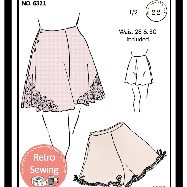 1940's Easy to Make French Knickers Sewing Pattern Ready printed Pattern in 2 sizes