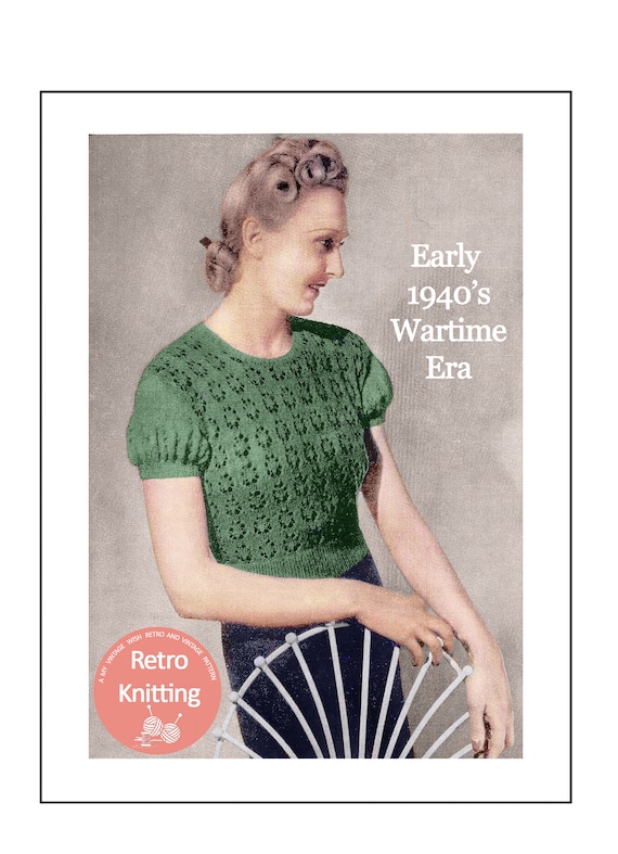1940s Lace Sweater PDF Vintage Knitting Pattern Bust 34-36