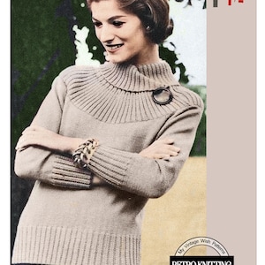Vintage 1950s Winter Jumper PDF Knitting Pattern in Three sizes