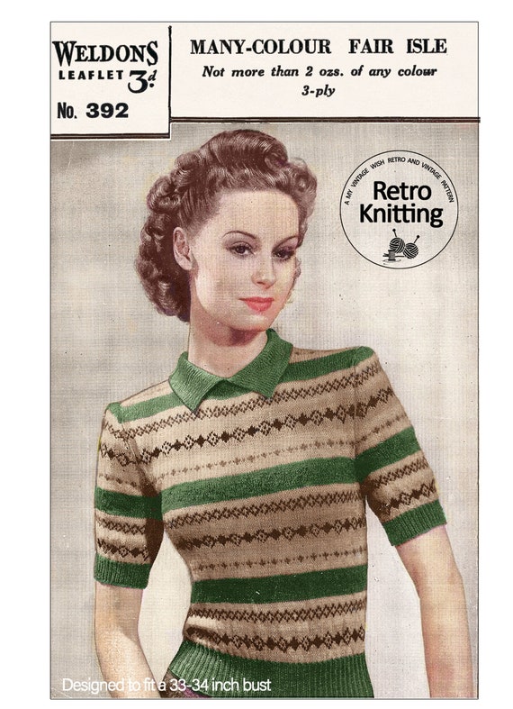 1940s Ladies Fair Isle Sweater PDF 
