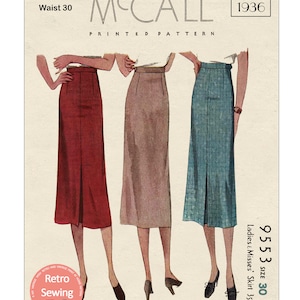1930er Easy Rock mit vorderer Kellerfalte PDF Schnittmuster Taille 30