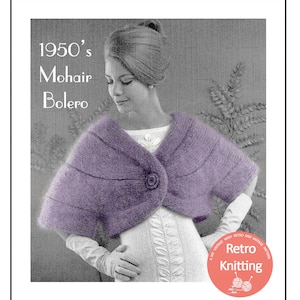 1950s Stylish Mohair Bolero PDF Knitting Pattern