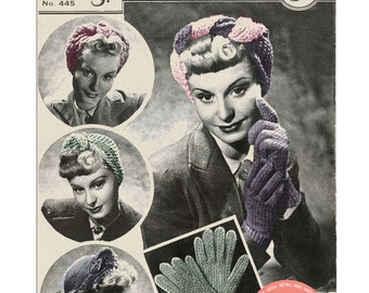 1940's Wartime Turbans and Gloves PDF Knitting Pattern