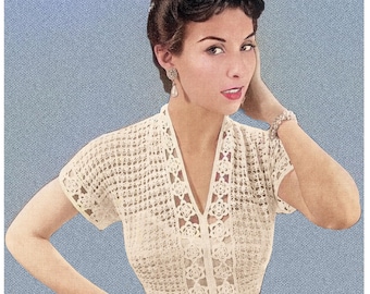 1950's Rockabilly Style Crochet Blouse PDF Pattern 34 Bust