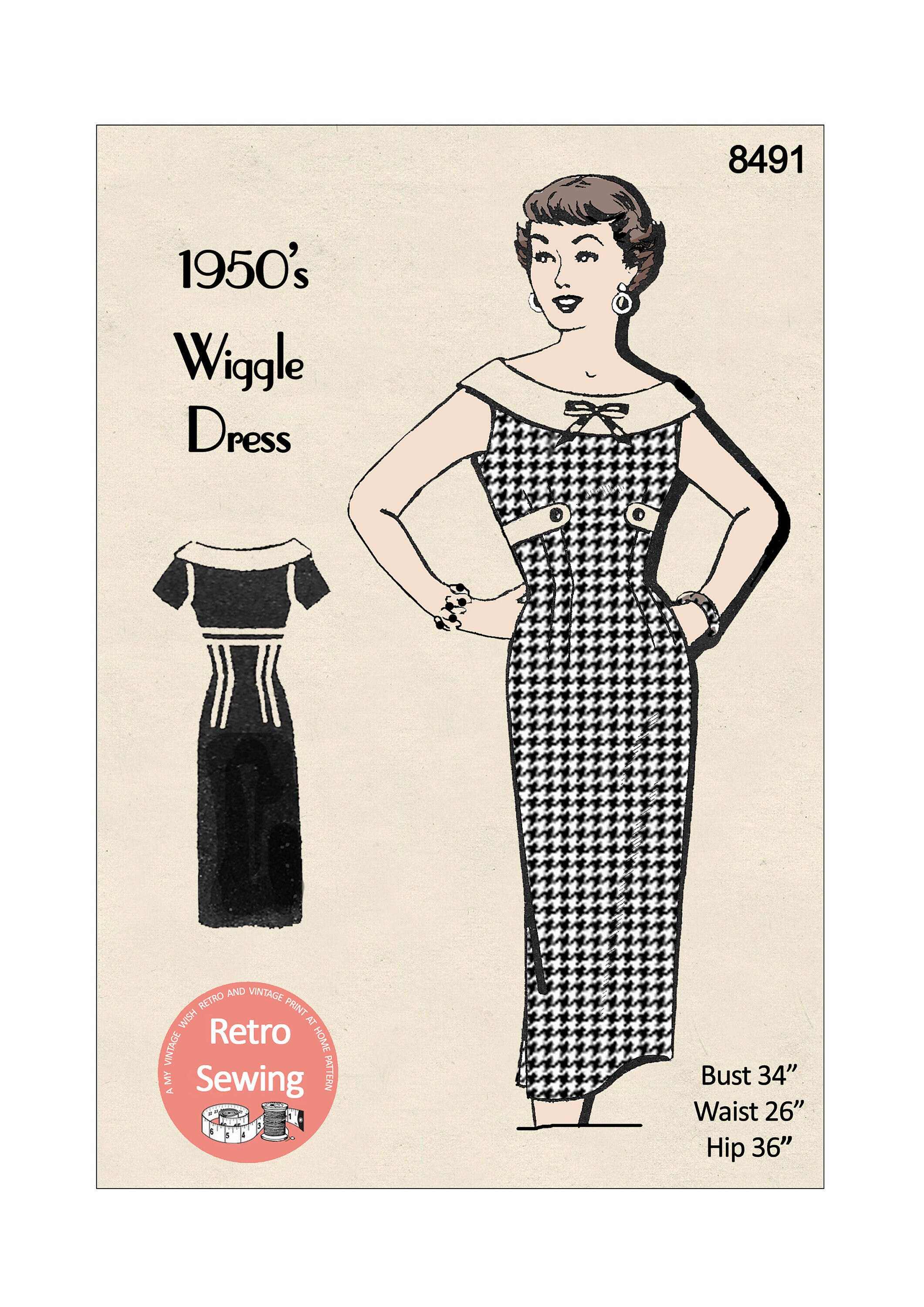 1950 wiggle cheap dress