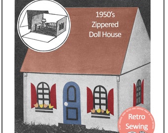 Modèle de couture PDF de la maison de poupées Zip Together des années 1950