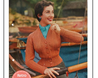 1950's Raglan Cardigan PDF Knitting Pattern