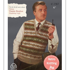 1950&#39;s Men&#39;s Fair Isle Pullover PDF Knitting Pattern