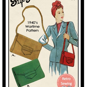 1940s Wartime Make Do and Mend Handbag Sewing Pattern  - Ready printed Pattern