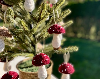 Handmade Mushroom Ornament-Crochet Amigurumi Woodland Fairy Christmas Ornament