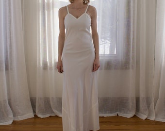 1930's floor length slip / Rayon / XXS / art deco / bias cut / bridal / wedding slip