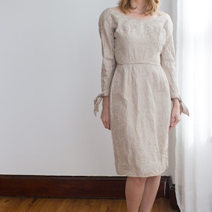 Designer 1950's textured silk brocade cocktail dress /Murray Zeukel by Migueal Dorian / Size Small