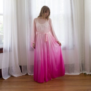 1960's dip dyed chiffon dress / dressing gown / size XS-S-M image 2