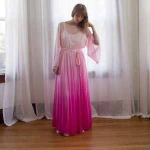 1960's dip dyed chiffon dress / dressing gown / size XS-S-M image 1