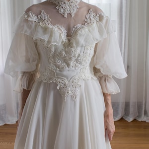 alfred angelo embroidered lace princess line dress 1960s Empire Waist Bridal Dress by Alfred Angelo