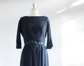 1960's Black Wiggle Dress / Cocktail Dress L / XL