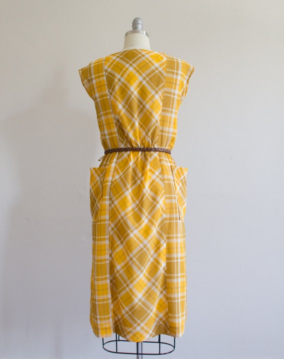 1960's style Mustard Yellow Plaid Dress / Wrap Fr… - image 4