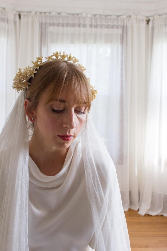 1920 s Veil With Wax Flowers Blusher Antique Art Deco 1930 s Bridal Etsy Canada