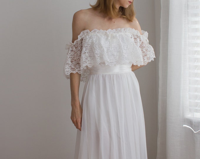 Off the Shoulder Long Sleeve Wedding Gown 1977