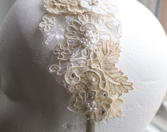 Antique Point de Gauze Lace & Sequin Bridal Headpiece/ Headband