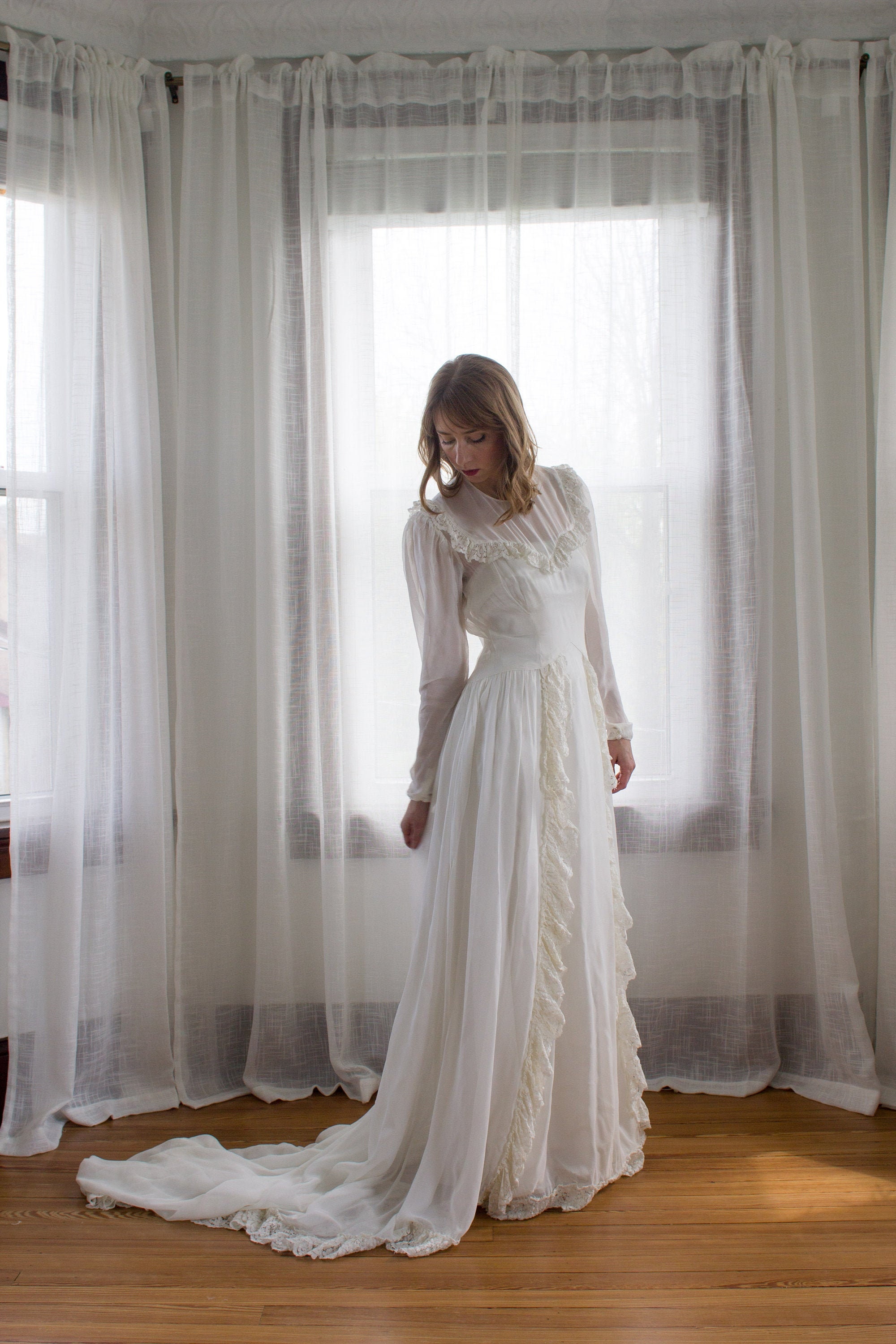 chinese dress ladies Casablanca Beloved BL434 Mermaid Sheer Long Sleeve V-Neck Open Back La main image 1