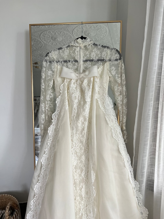 Vintage 1950's Princess Style Tiered Wedding Gown / Illusion Vintage 1950's Princess Style Tiered Wedding Gown / Illusion